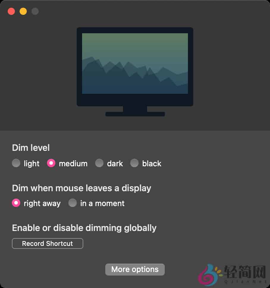 图片[1]-ScreenFocus 1.1.1 自动调暗屏幕-轻简网_QJianNet