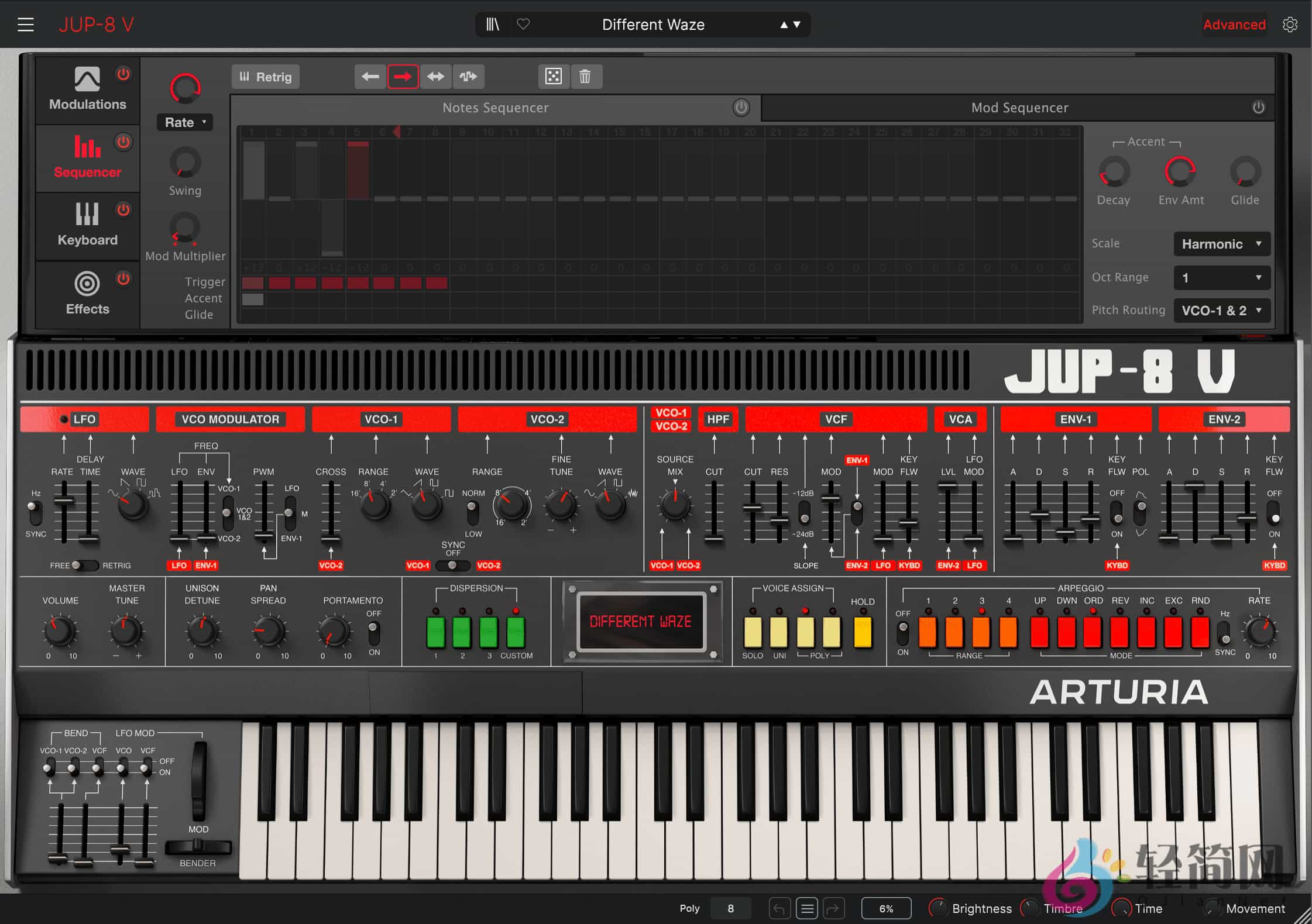 图片[2]-Arturia Jup-8 V 4.6.4.6366 调制琶音合成器插件-轻简网_QJianNet