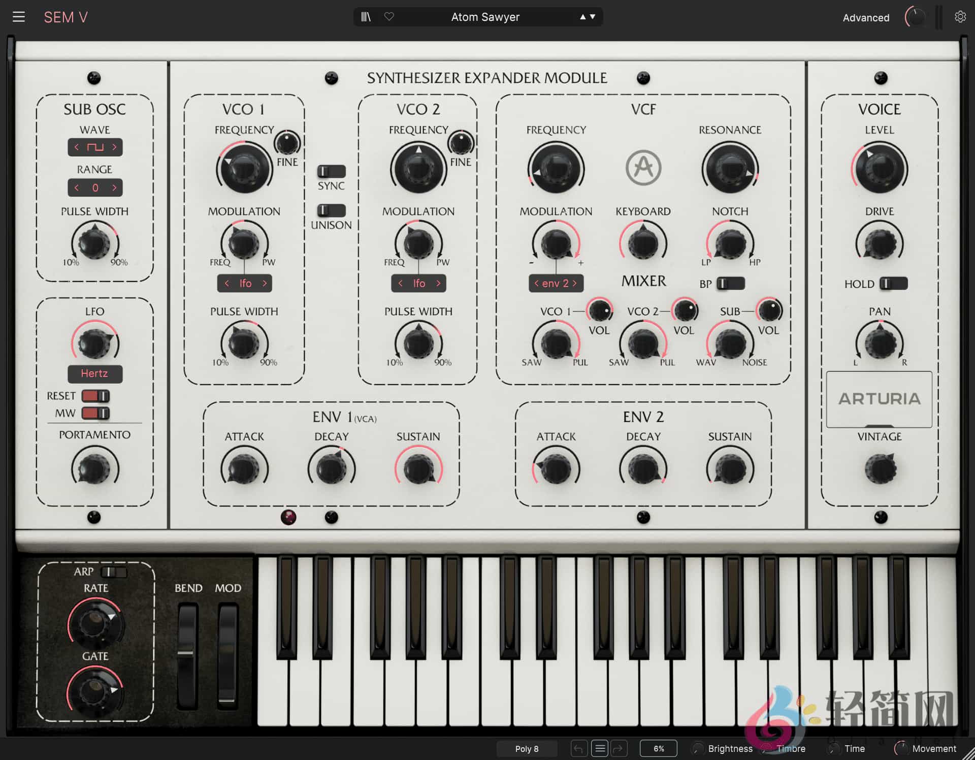 图片[1]-Arturia SEM V 3.0.1.6366 Oberheim SEM模拟合成器插件-轻简网_QJianNet
